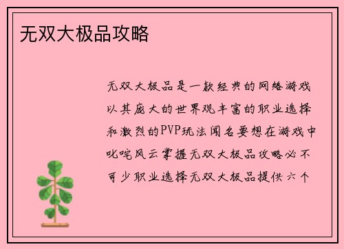 无双大极品攻略